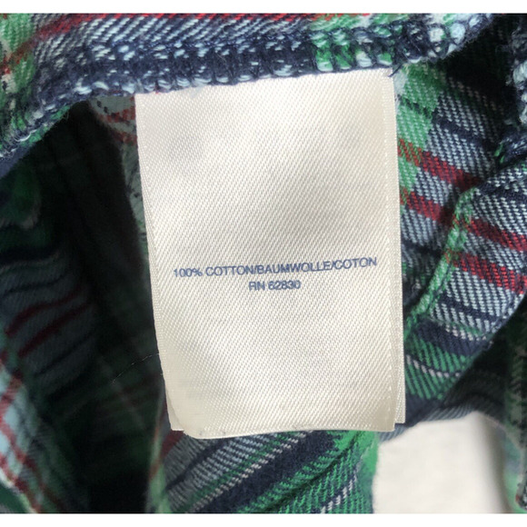 LANDS END‎ Flannel Pajamas Men's Sz L Blue Green Plaid 100% Cotton Button Up Set - Picture 5 of 16
